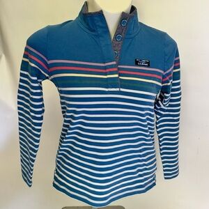 L.L. BEAN sz S - Cotton Rugby Striped Henley Sweater Long Sleeve Women's